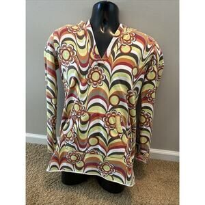 Vtg Y2K Lucky Brand Hoodie Men’s Small Floral Flower Power Groovy Surf Retro
